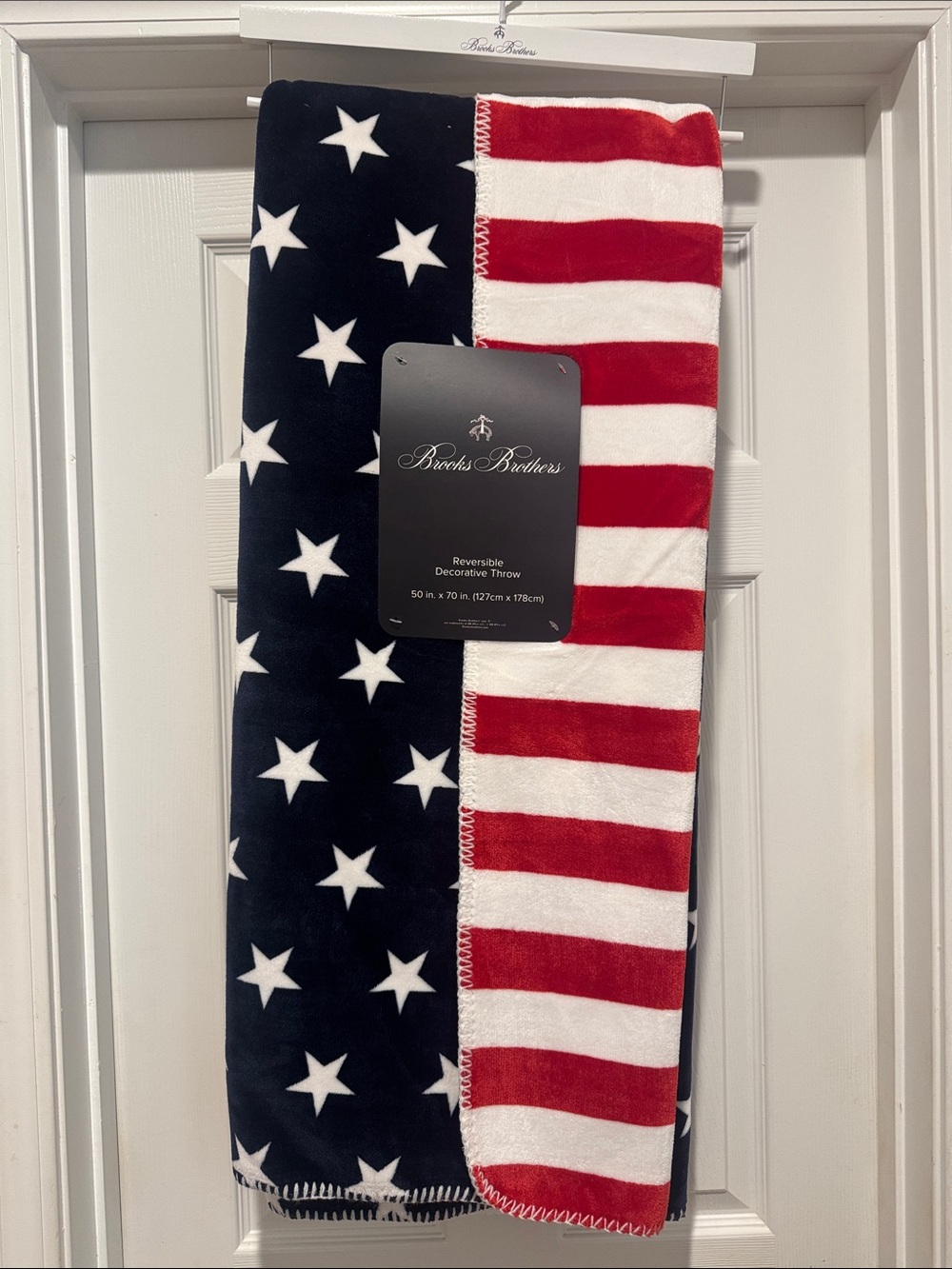 BROOKS BROTHERS Reversible Patriot Decorative Throw - Navy, Red, White